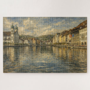 Lake Lucerne Switzerland Jesuit Church Art Puzzle