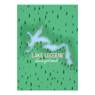 Lake Lucerne Switzerland travel poster map