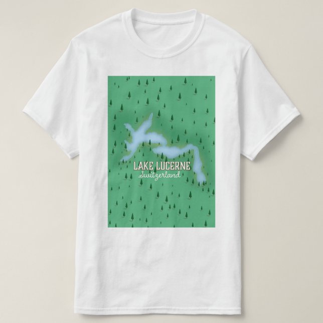 Lake Lucerne Switzerland travel poster map T-Shirt (Design Front)