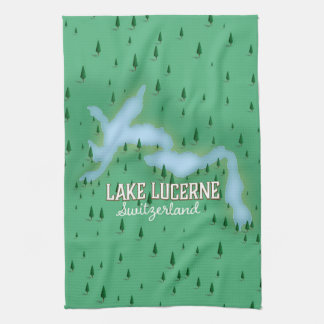 Lake Lucerne Switzerland travel poster map Tea Towel