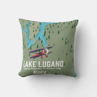 Lake Lugano Italy - Switzerland travel poster Cushion