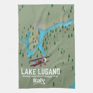 Lake Lugano Italy - Switzerland travel poster Tea Towel