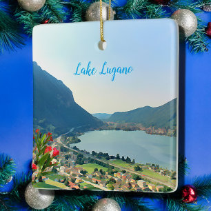 Lake Lugano - painting Ceramic Ornament