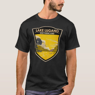 Lake Lugano Switzerland Travel Art Vintage T-Shirt