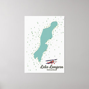 Lake Lungern Switzerland map Canvas Print