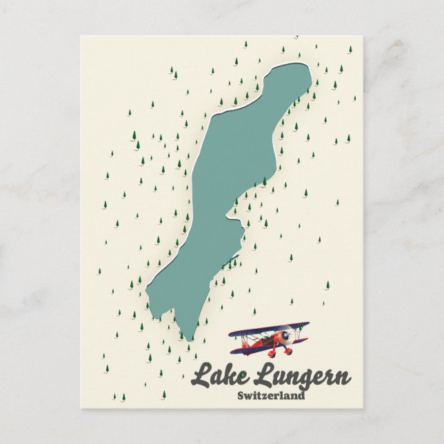 Lake Lungern Switzerland map Invitation Postcard (Front)