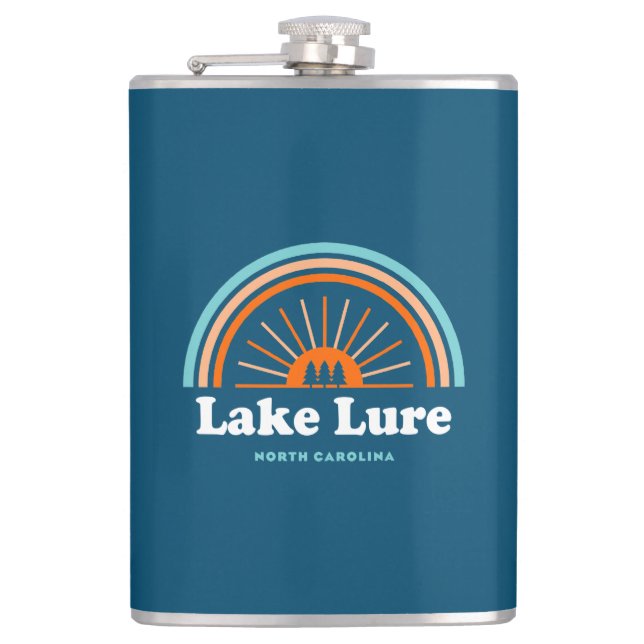 Lake Lure North Carolina Rainbow Hip Flask (Front)