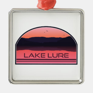 Lake Lure North Carolina Red Sunrise Metal Tree Decoration