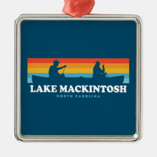 Lake Mackintosh North Carolina Canoe Metal Tree Decoration