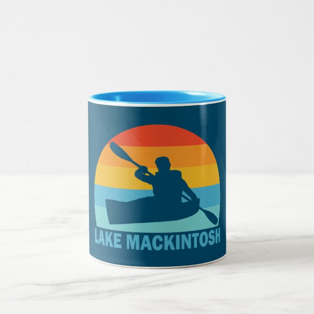 Lake Mackintosh North Carolina Kayak Two-Tone Coffee Mug (Center)