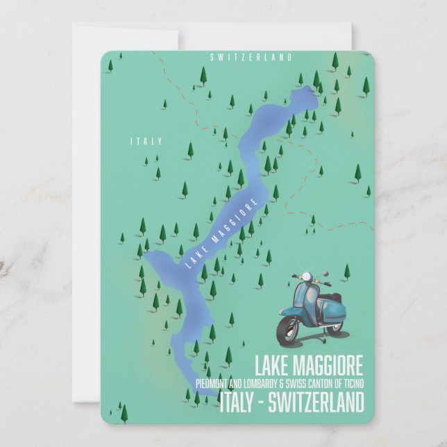 Lake Maggiore Italy - Switzerland map (Front)