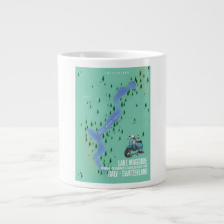 Lake Maggiore Italy - Switzerland map Large Coffee Mug