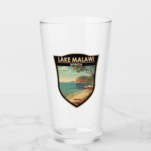 Lake Malawi Africa Travel Art Vintage Glass (Front)