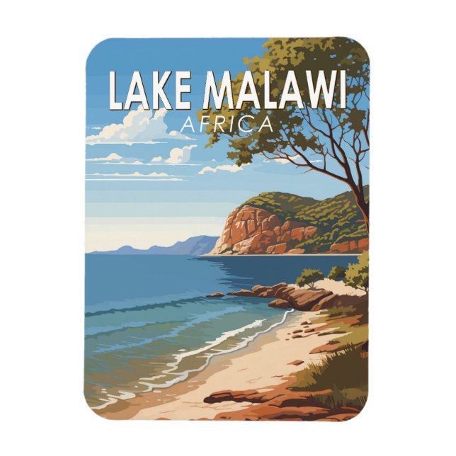 Lake Malawi Africa Travel Art Vintage Magnet (Vertical)
