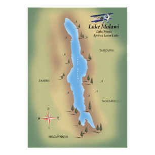 Lake Malawi,travel poster map print