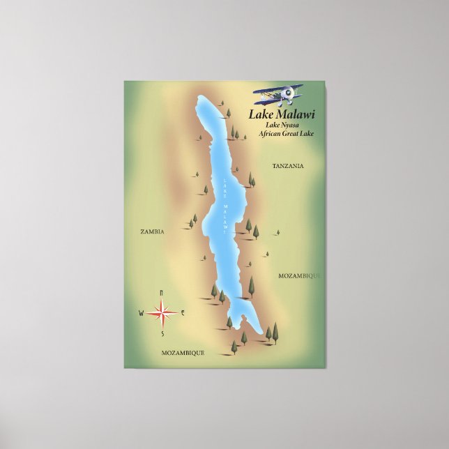 Lake Malawi,travel poster map print (Front)