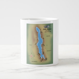 Lake Malawi,travel poster map print Large Coffee Mug