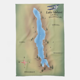 Lake Malawi,travel poster map print Tea Towel