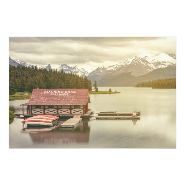 Lake Maligne Boathouse Photo Print (Front)