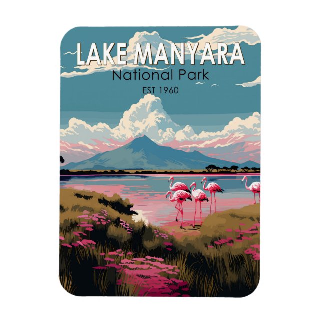Lake Manyara National Park Tanzania Travel Vintage Magnet (Vertical)