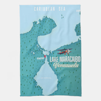 Lake Maracaibo, Venezuela map navigation. Tea Towel