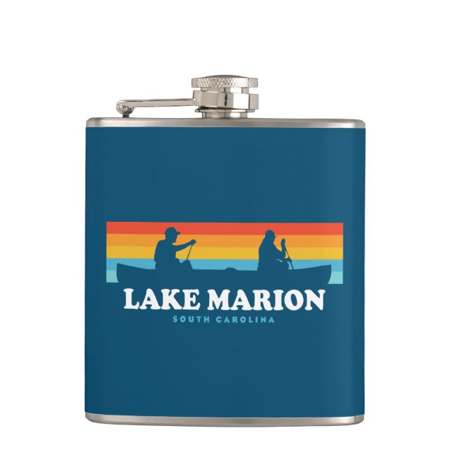 Lake Marion South Carolina Canoe Hip Flask (Front)