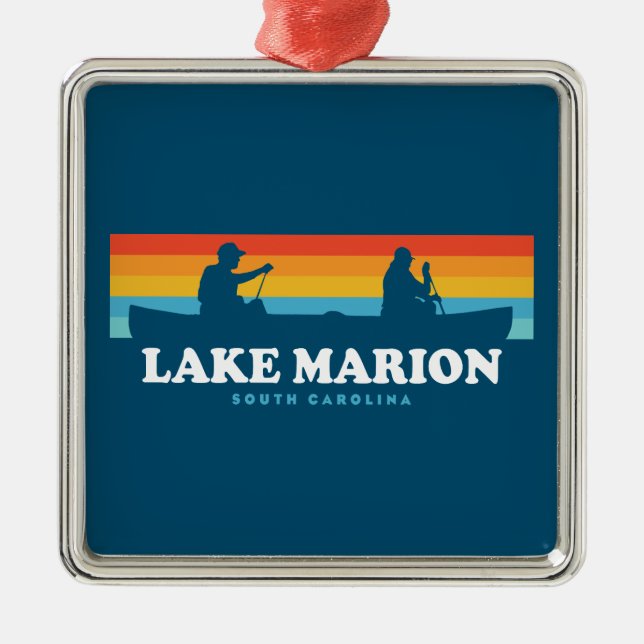 Lake Marion South Carolina Canoe Metal Tree Decoration (Front)