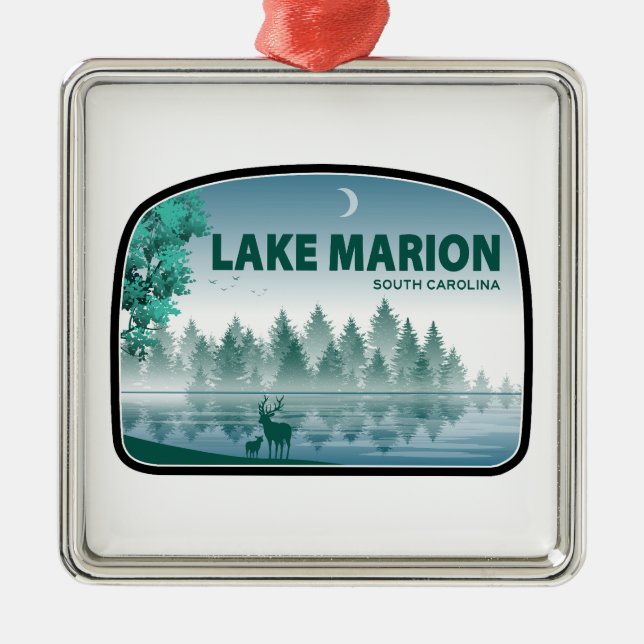 Lake Marion South Carolina Deer Metal Tree Decoration (Front)