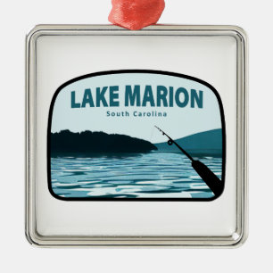 Lake Marion South Carolina Fishing Rod Metal Tree Decoration