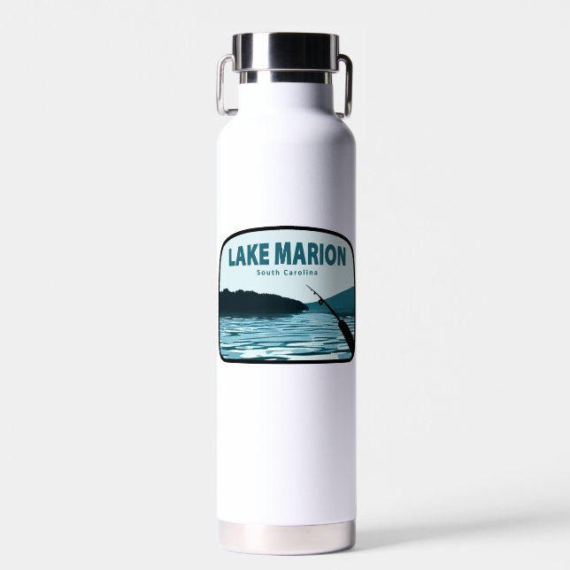 Lake Marion South Carolina Fishing Rod Water Bottle (Front)