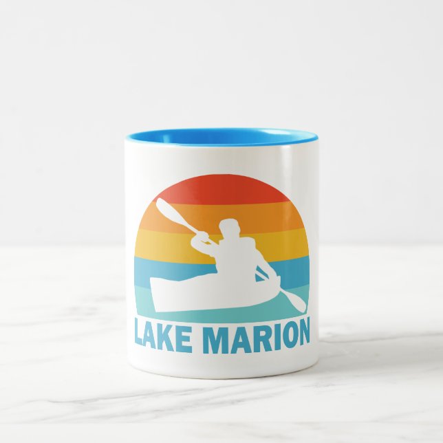 Lake Marion South Carolina Kayak Two-Tone Coffee Mug (Center)