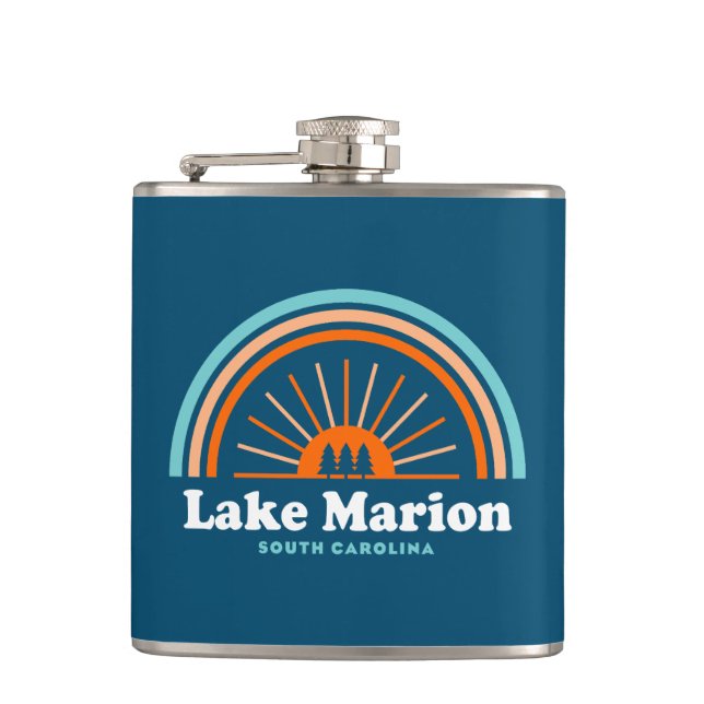 Lake Marion South Carolina Rainbow Hip Flask (Front)