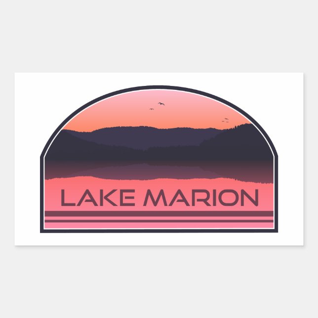 Lake Marion South Carolina Red Sunrise Rectangular Sticker (Front)