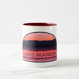 Lake Marion South Carolina Red Sunrise Two-Tone Coffee Mug