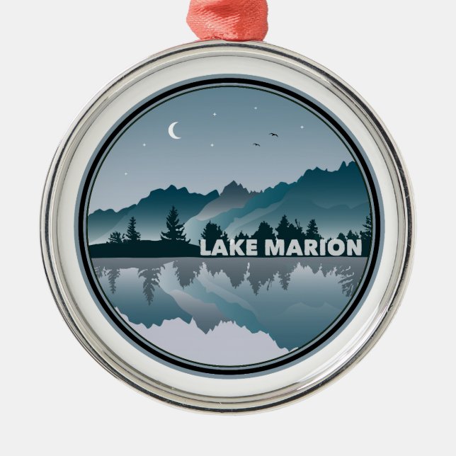 Lake Marion South Carolina Reflection Metal Tree Decoration (Front)