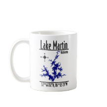 Lake Martin Alabama Blue Nautical Map Coffee Mug