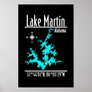 Lake Martin Alabama Map Poster