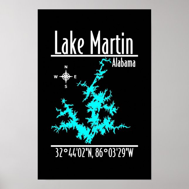 Lake Martin Alabama Map Poster (Front)