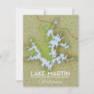 Lake Martin Alabama Travel poster map.