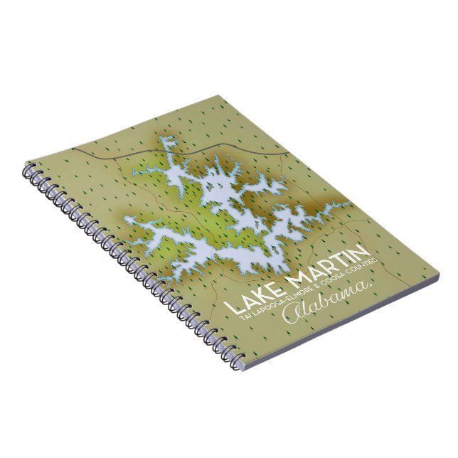 Lake Martin Alabama Travel poster map. Notebook (Right Side)