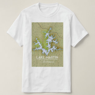 Lake Martin Alabama Travel poster map. T-Shirt