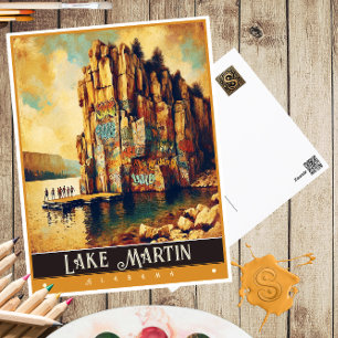 Lake Martin, Alabama Vintage Painting Postcard