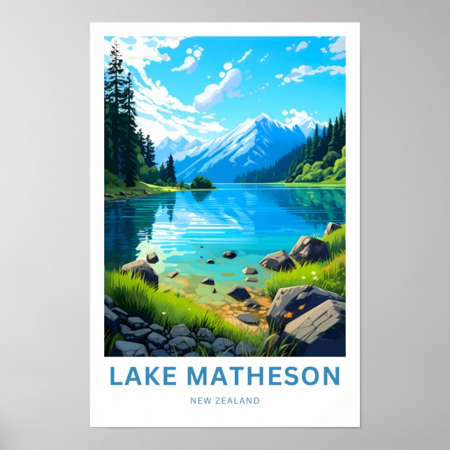 Lake Matheson New Zealand Travel Print (Front)