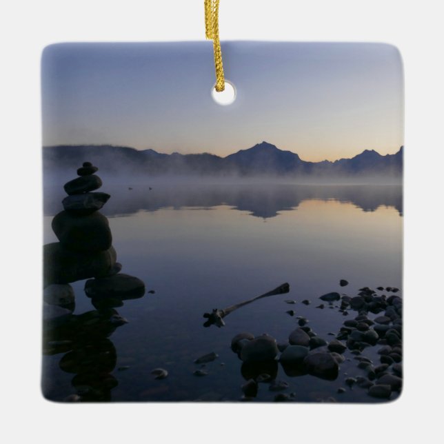 Lake McDonald at Sunrise I Ceramic Ornament (Front)