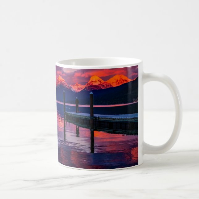 Lake McDonald, Glacier National Park red sky Coffee Mug (Right)