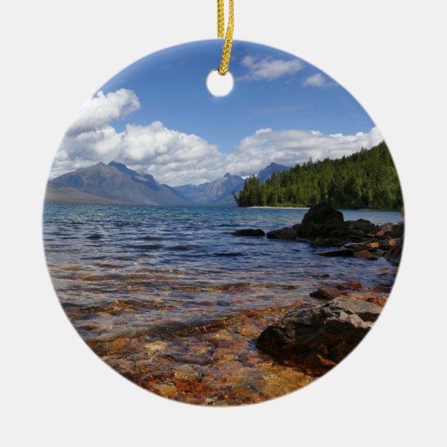 Lake McDonald I Ceramic Tree Decoration (Front)