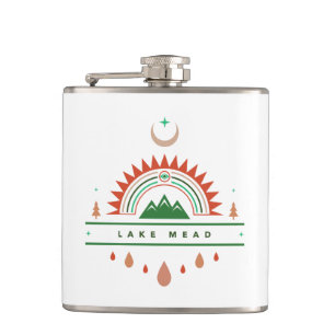 lake mead arizona rainbow moon hip flask