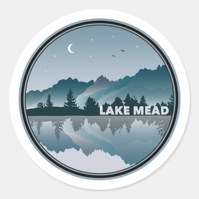 Lake Mead Nevada Arizona Reflection Classic Round Sticker (Front)