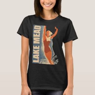 Lake Mead Swimmer Retro Blue Travel T-Shirt