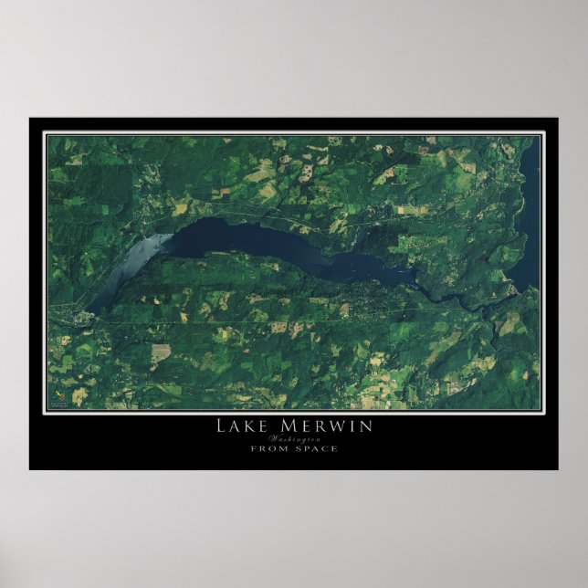 Lake Merwin Washington Satellite Poster Map (Front)